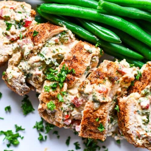 Stuffed Wild Turkey Breast (Turkey Roulade Recipe) with Green Beans