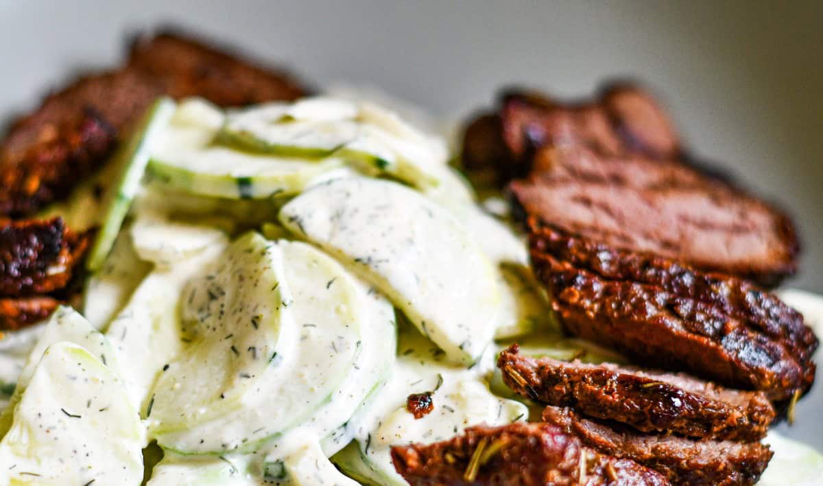 Grilled Bear Steak with Cucumber Salad