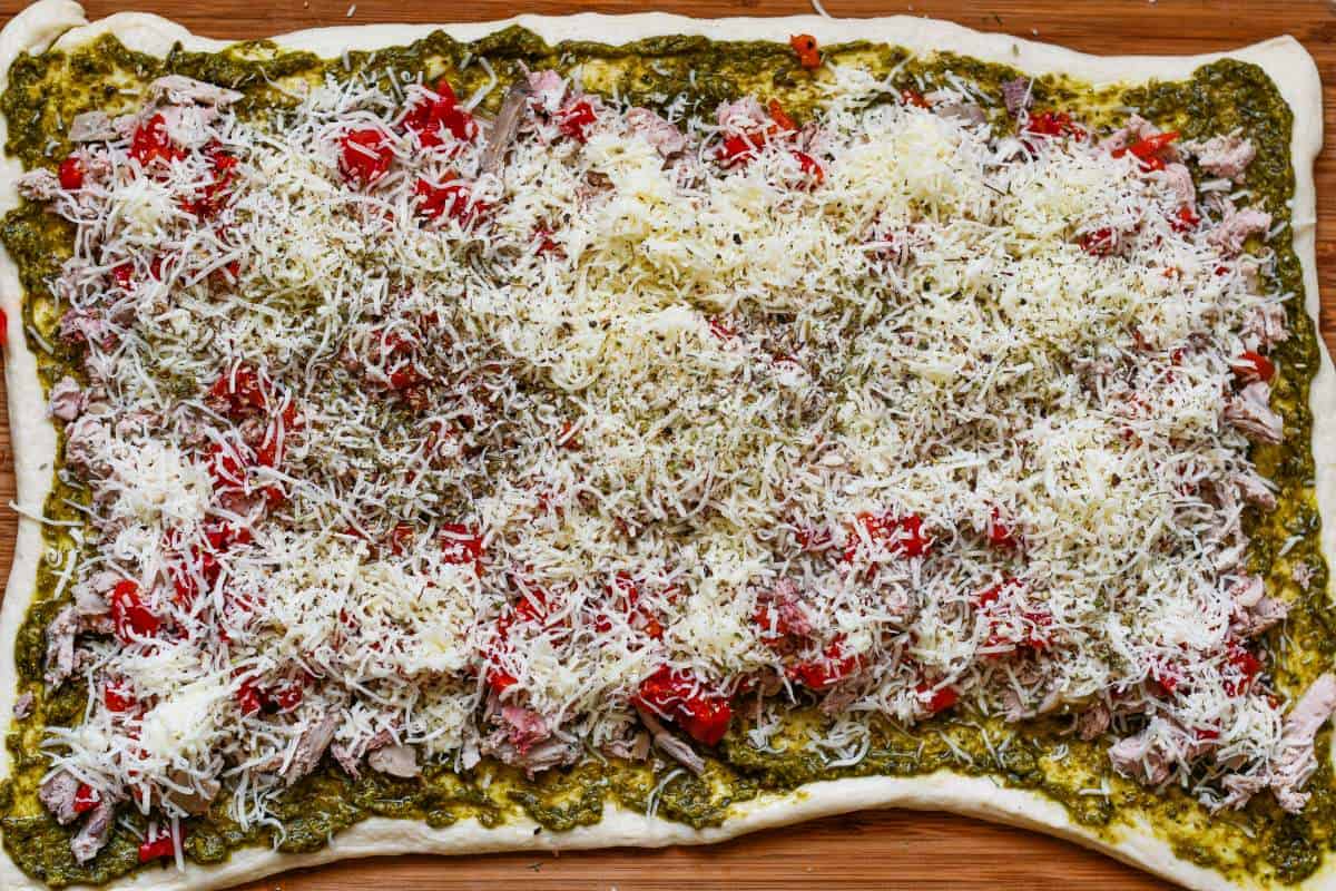 Basil Pesto, Pheasant, and Roasted Red Peppers and Cheese for Pillsbury Pizza Crust Recipes