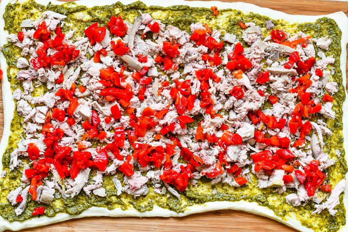 Basil Pesto, Pheasant, and Roasted Red Peppers for Pillsbury Pizza Crust Recipes