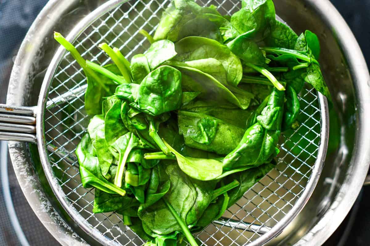 Blanching Baby Spinach