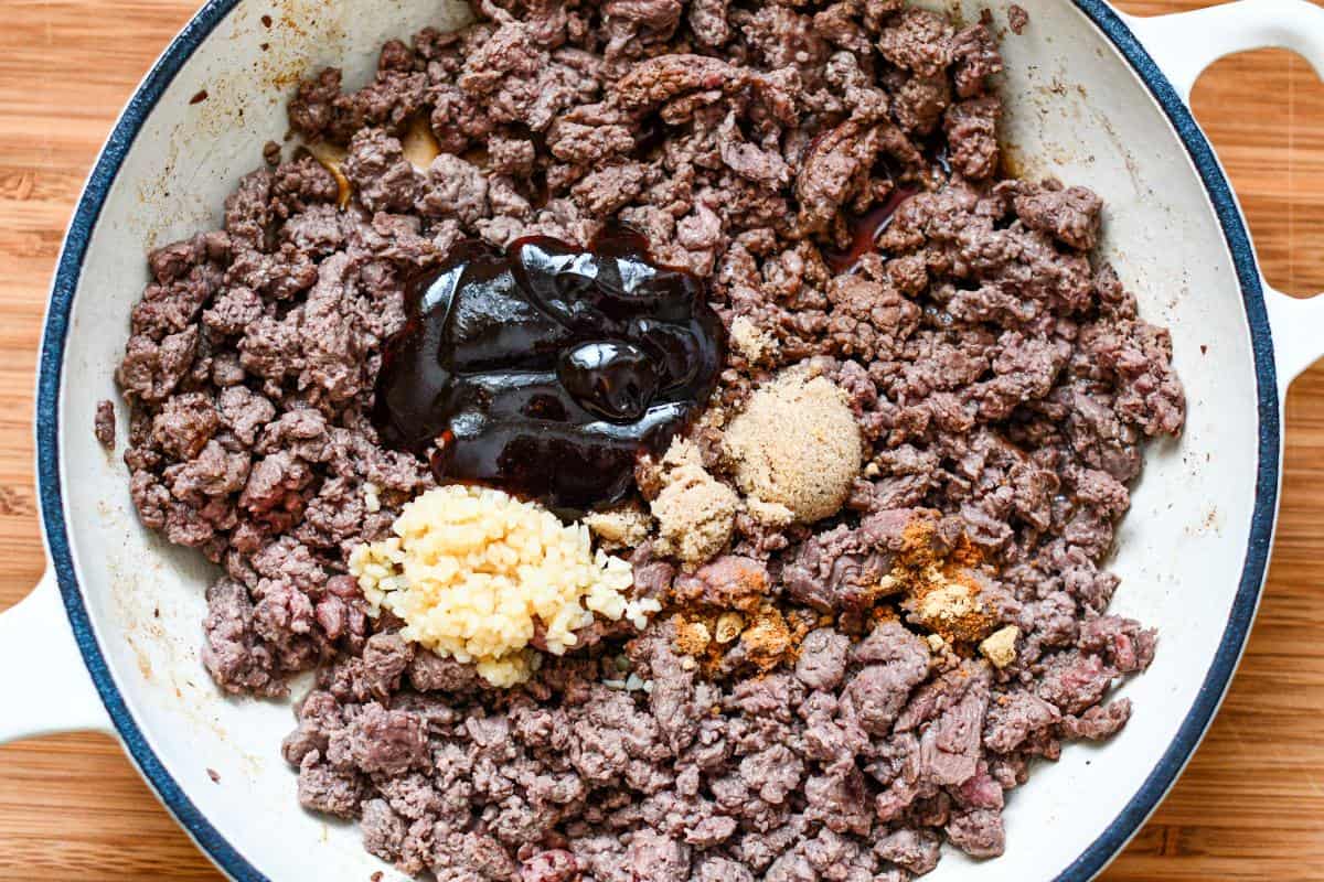 Ground venison with Asian flavor ingredients