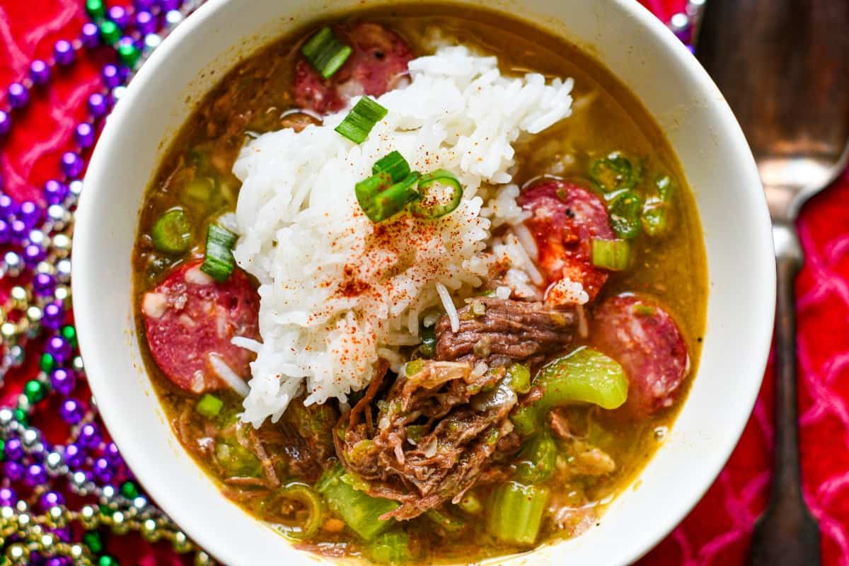 Crockpot Sausage and Turkey Gumbo Recipe with Easy Oven Roux