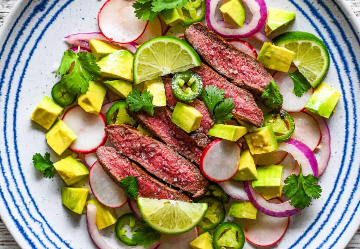 Venison Steak Salad with Avocado and Radish by Jeff Benda