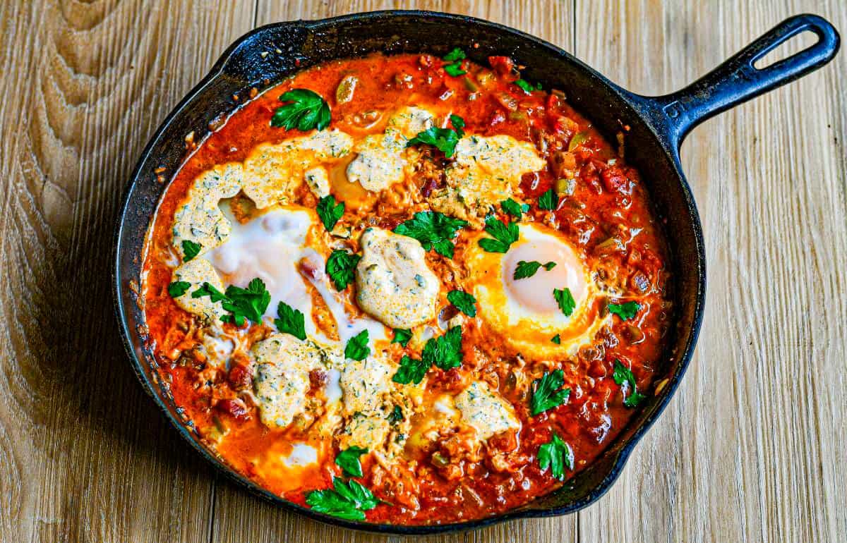 Venison and Eggs in Purgatory (Egg Tomato Dish) with Spicy Yogurt Sauce by Jeff Benda