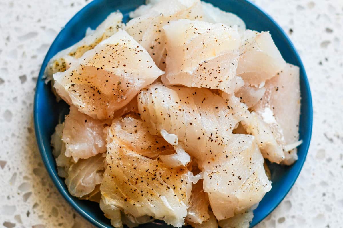 Seatrout seasoned with salt and pepper