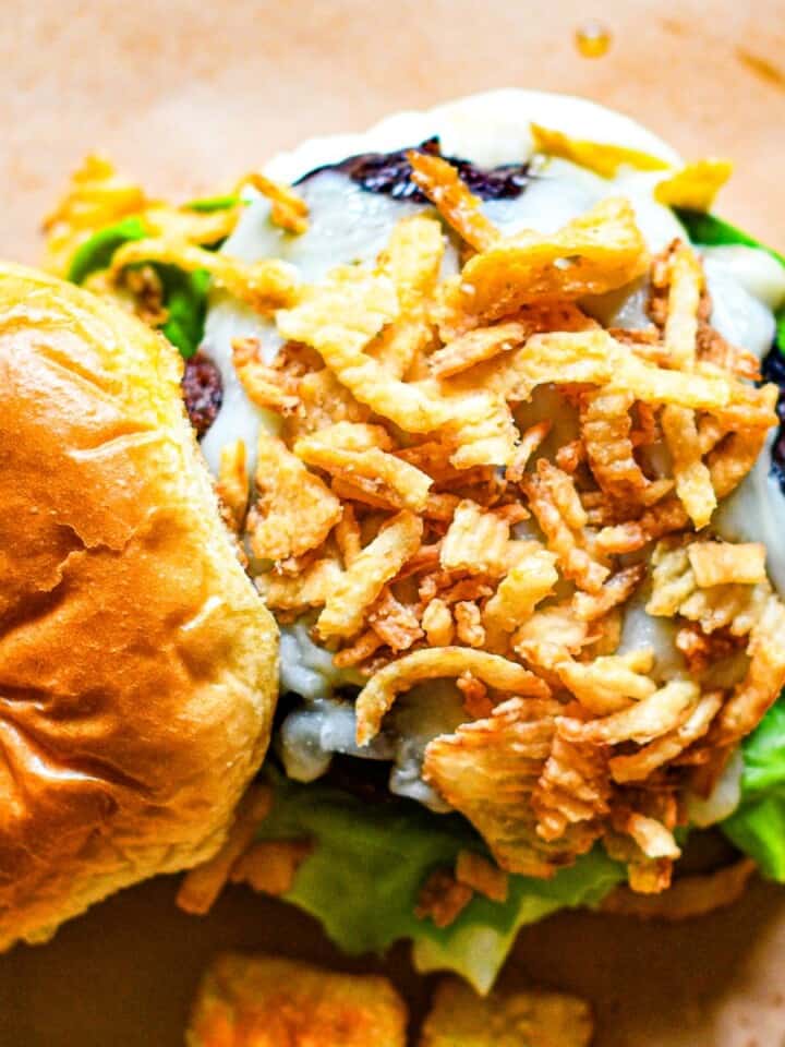 French Onion Burgers with French Fried Onions by Jeff Benda