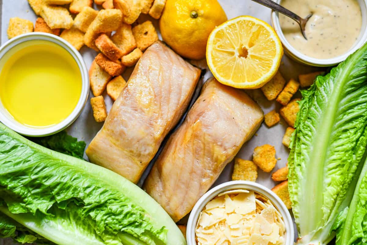 Grilled Salad with Fish Ingredients