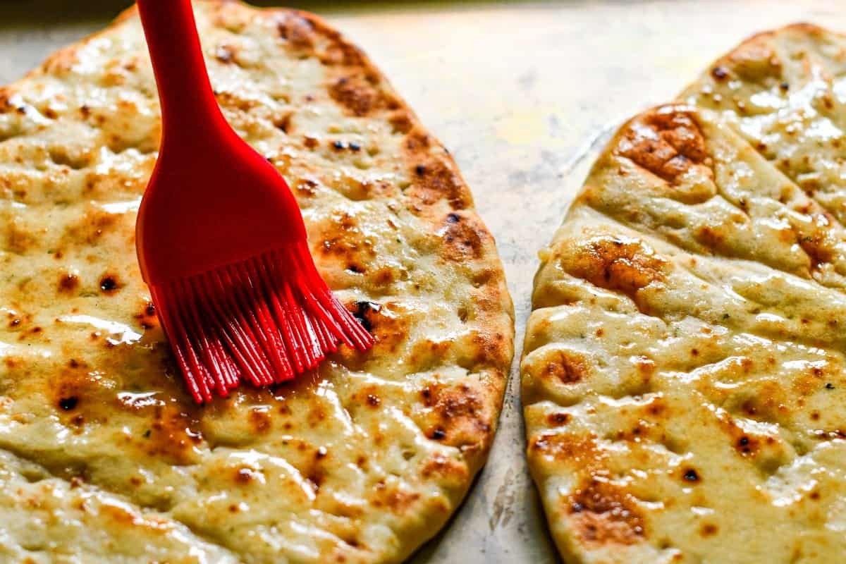 Garlic Naan brushed with olive oil