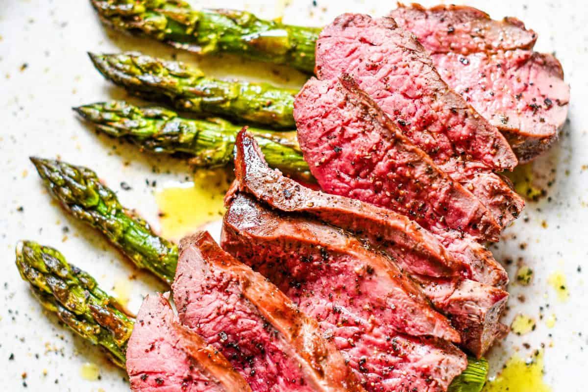 Grilled Venison Steak with Asparagus