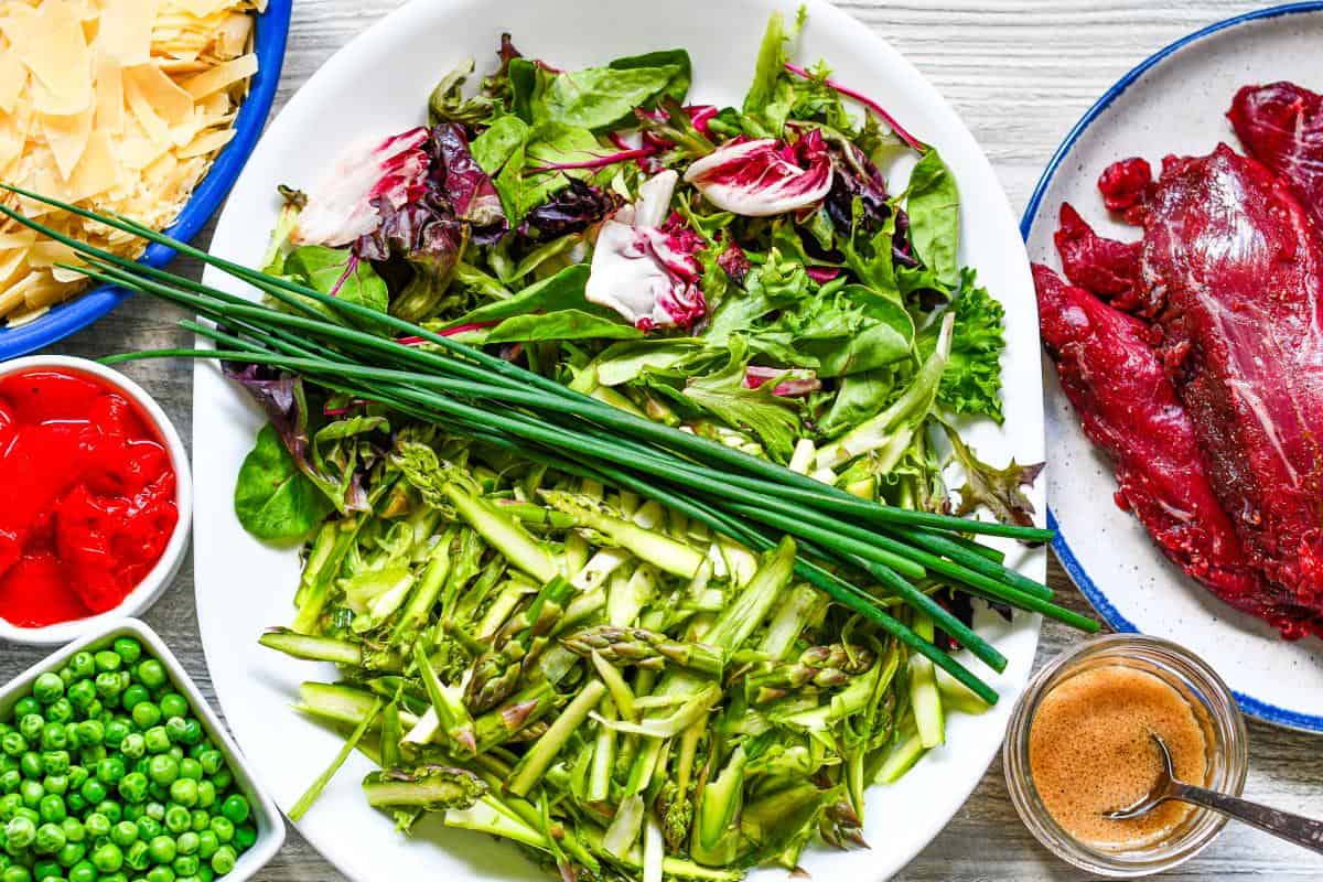 Venison Tenderloin Steak Asparagus Salad Ingredients by Jeff Benda