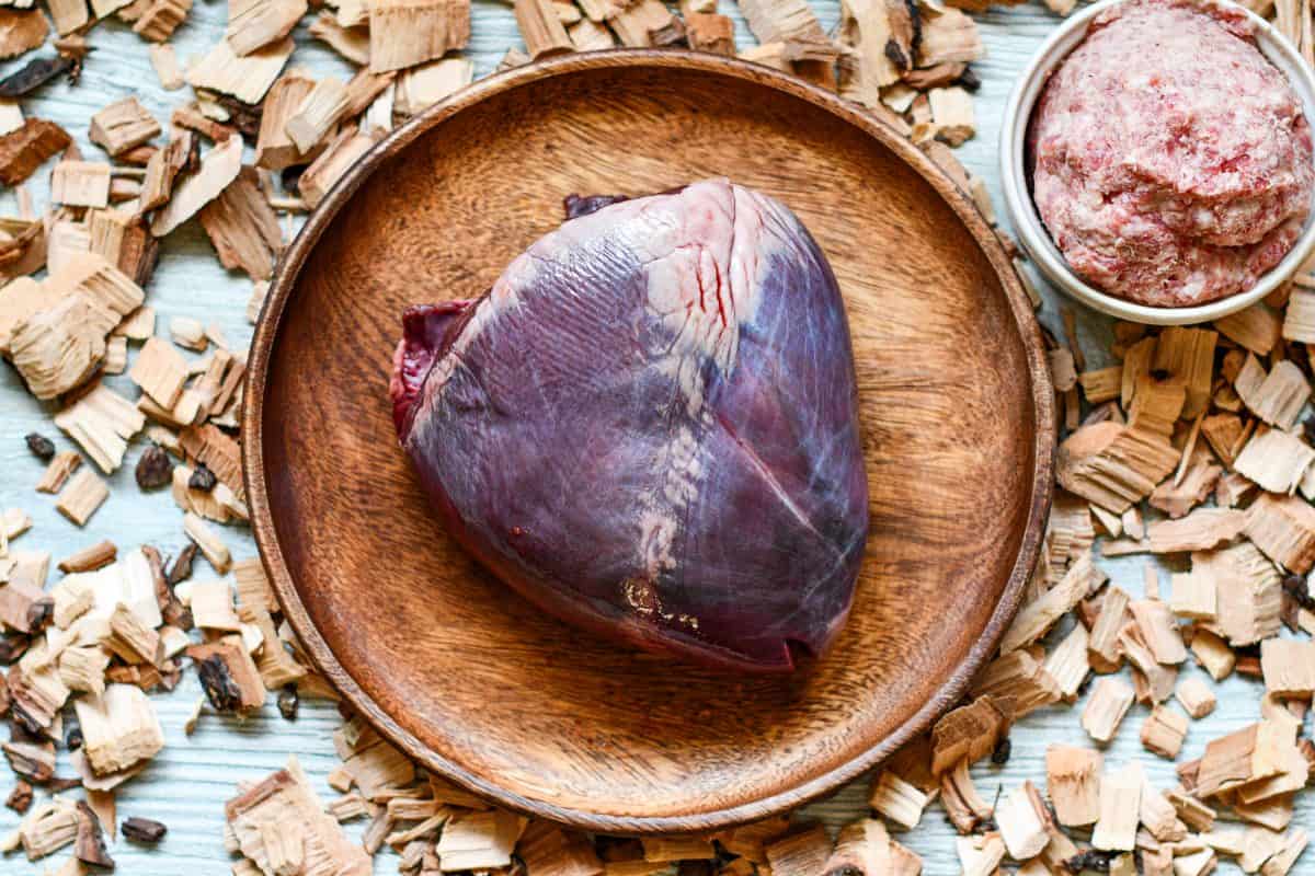 Deer Heart with Sausage and Hickory Wood Chips