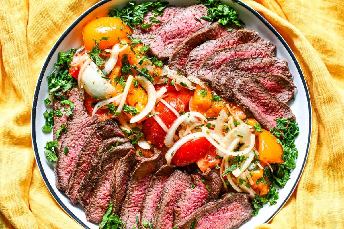 Venison Backstrap with Tomato and Onion Salad by Jeff Benda