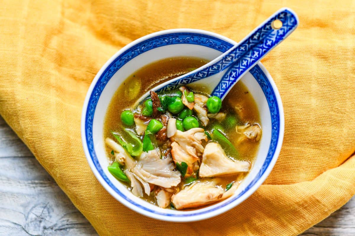 Yellow Oyster Mushroom Soup Recipe by Jeff Benda