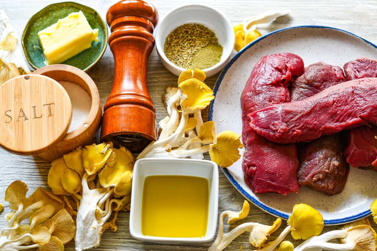 Antelope Steak with Oyster Mushroom Ingredients