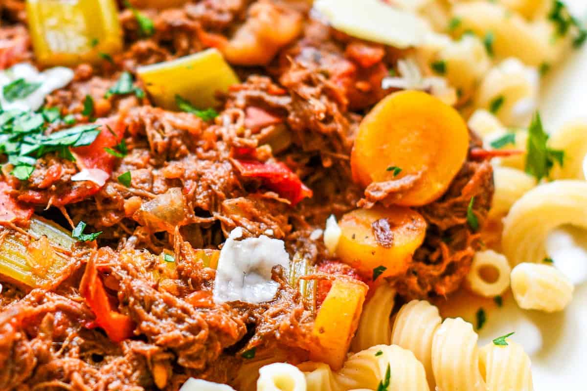 Slow Cooker Goose Ragu with 3 Farm Daughters Cavatappi