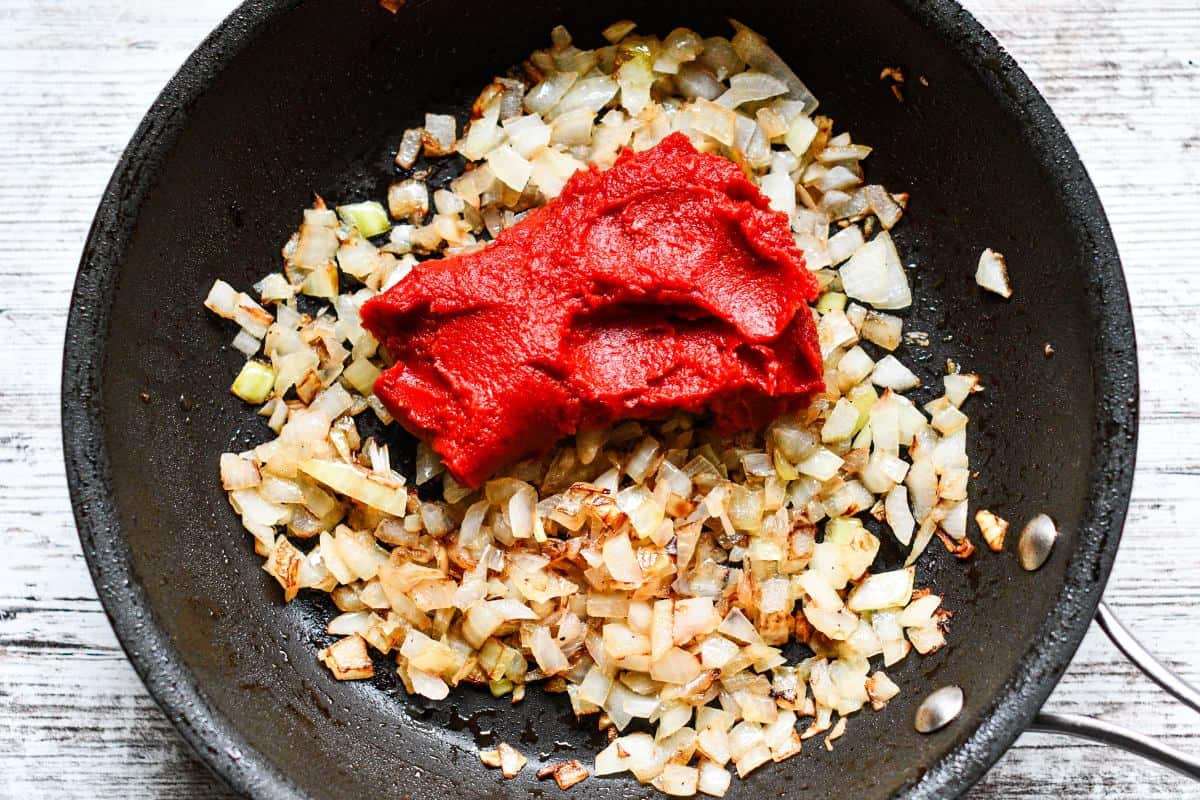 Sauteed Onion and Tomato Paste for Venison Gravy