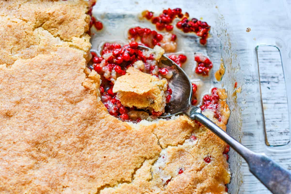 Buffaloberries baked in an easy berry cobbler