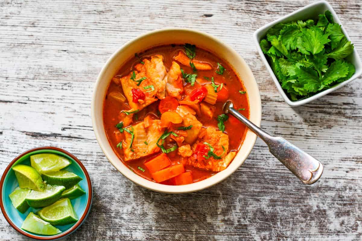 Mexican Fish Soup with Limes and Cilantro (receta de pescado en caldo)