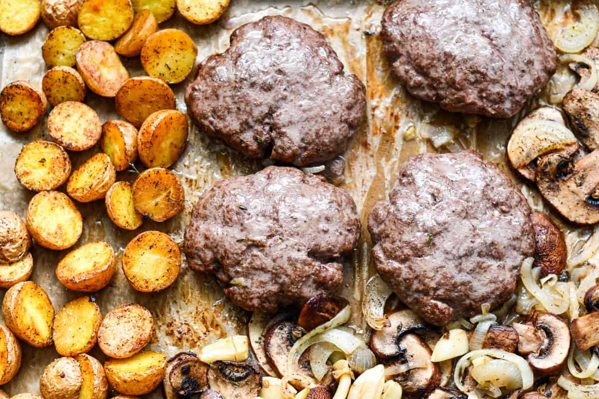 Oven Baked Hamburger Steak and Potatoes
