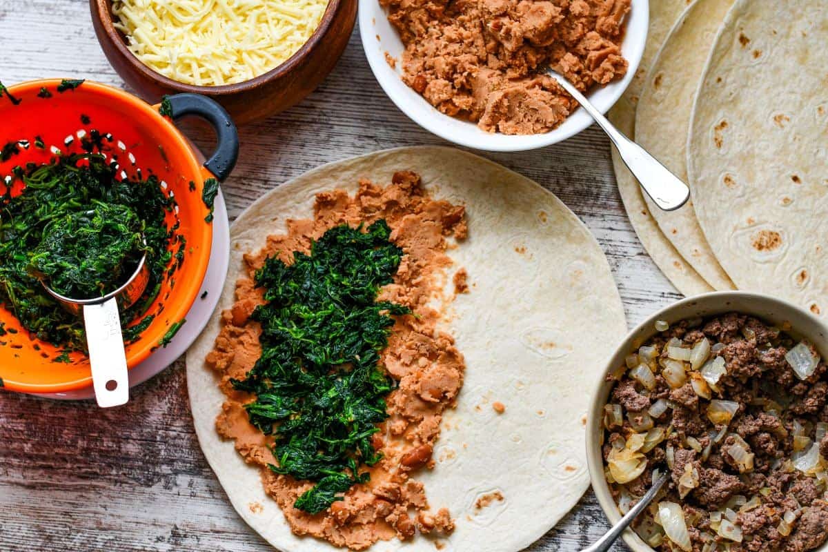 Spinach Filling for Venison Quesadilla