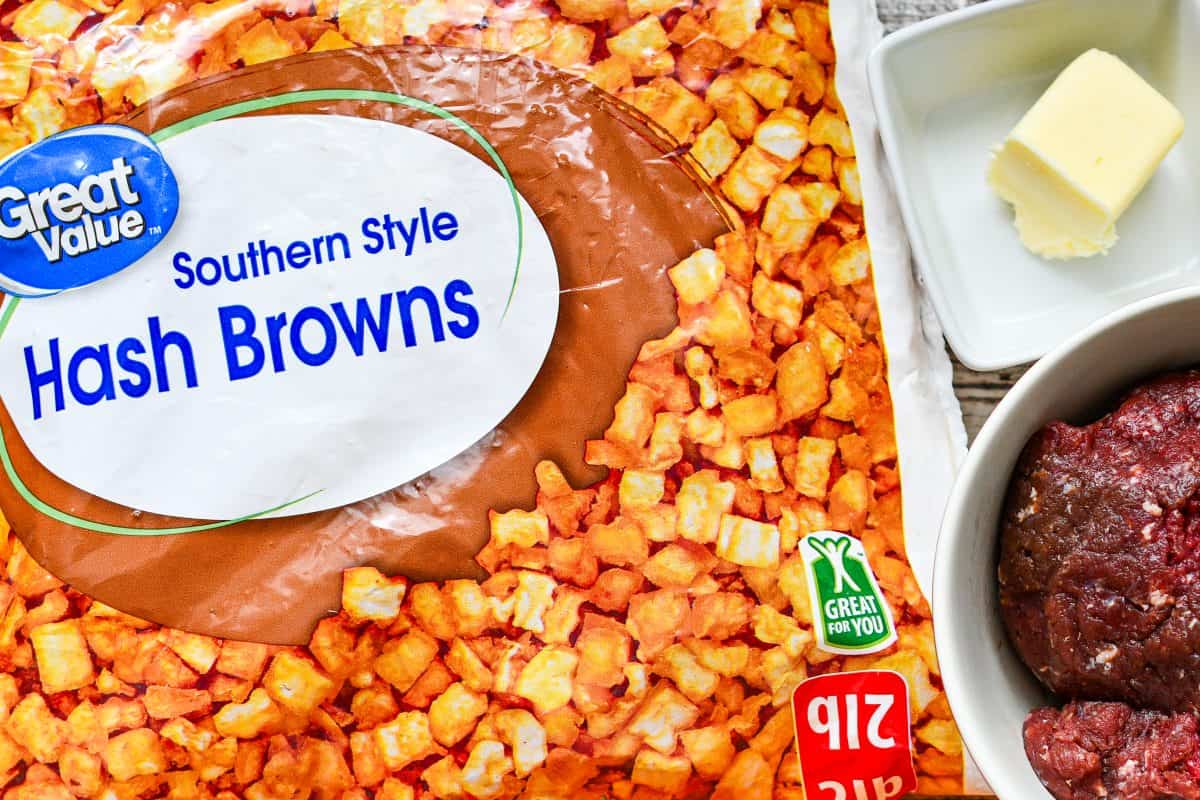 Great Value Southern Style Hashbrowns with Butter & Hamburger