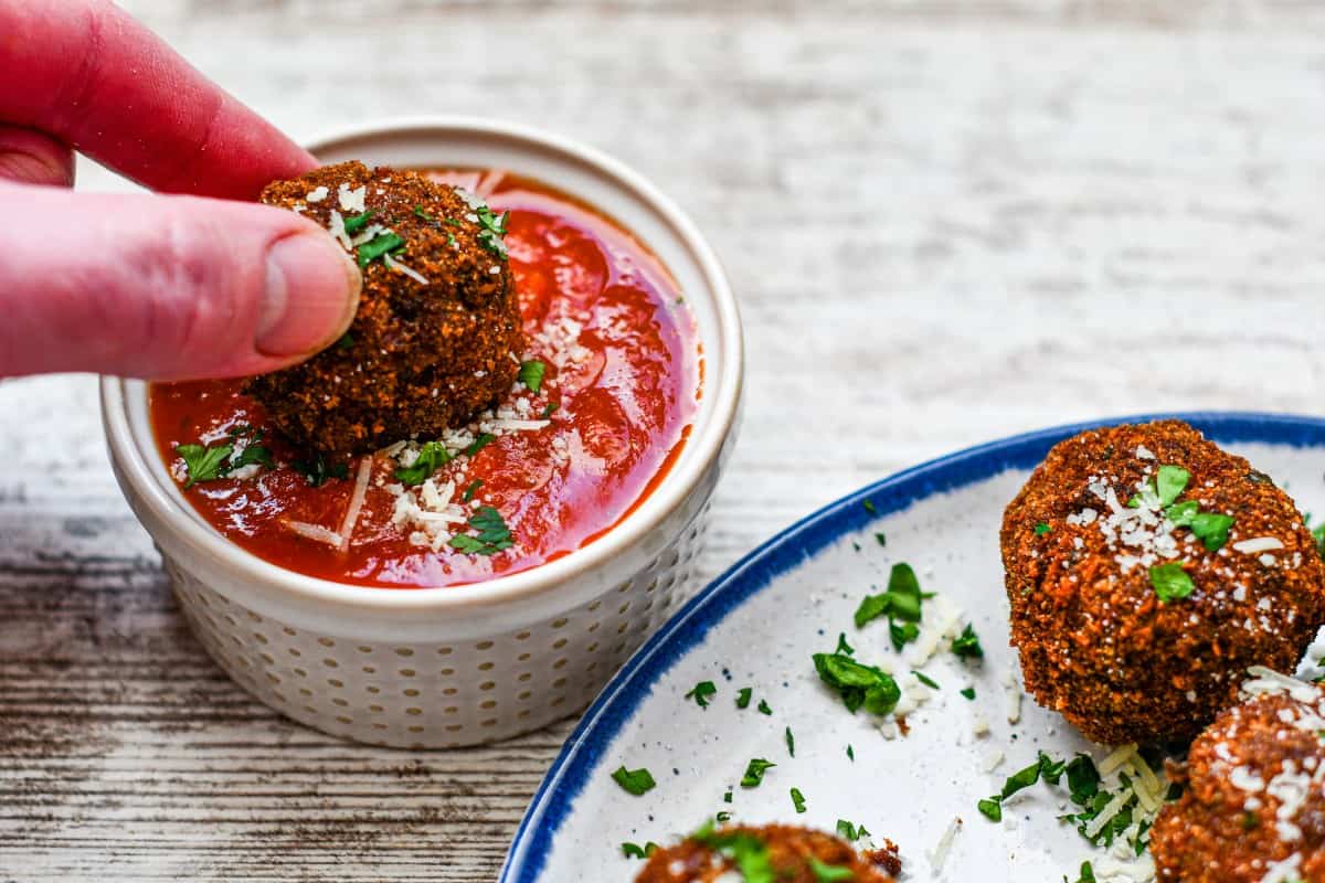 Italian Fried Duck Balls with Marinara Sauce