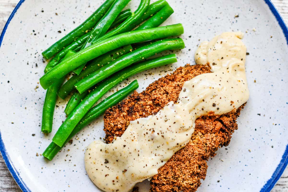 Chicken Fried Jack Rabbit with Gravy and Green Beans
