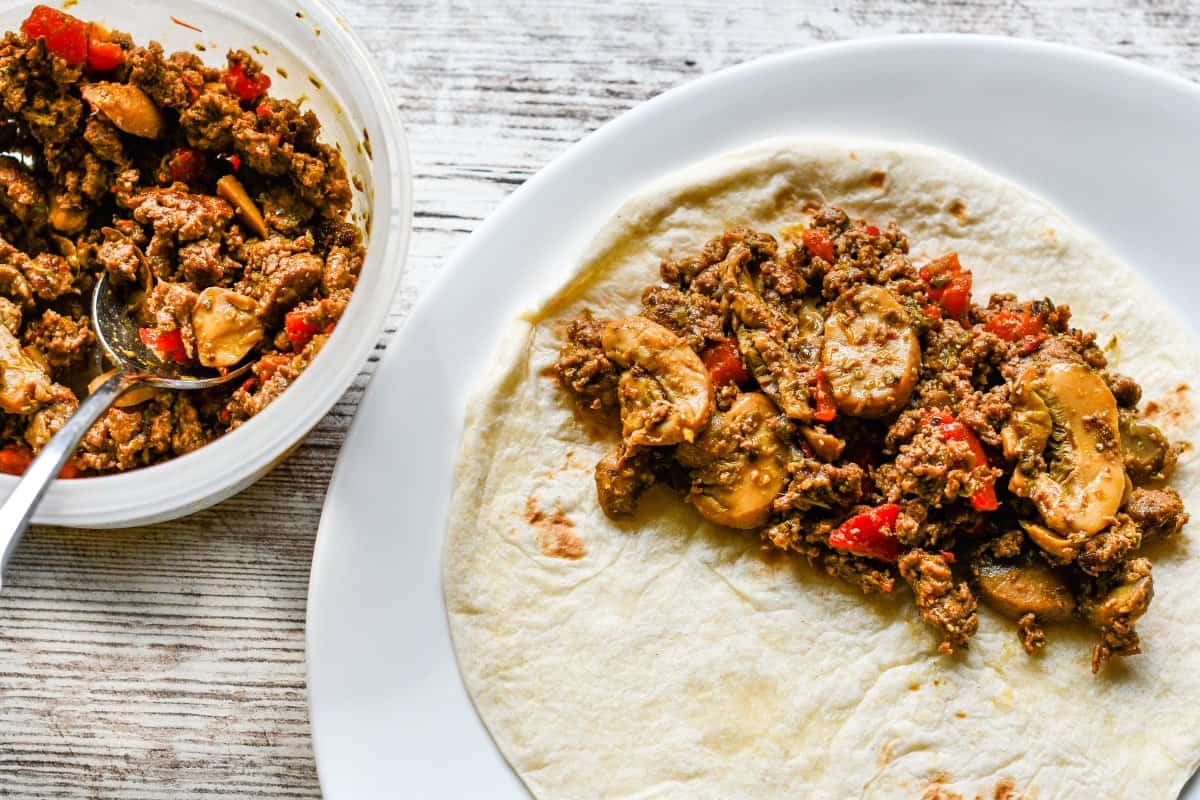 Ground Venison & Mushroom Mixture for Italian Quesadilla