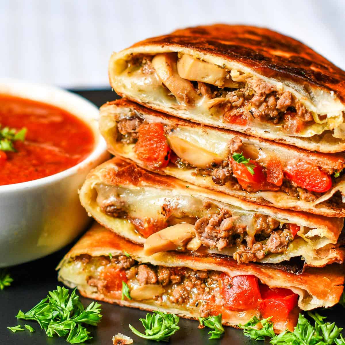 Easy Italian Quesadillas Recipe with Pizza Sauce for Dipping by Jeff Benda