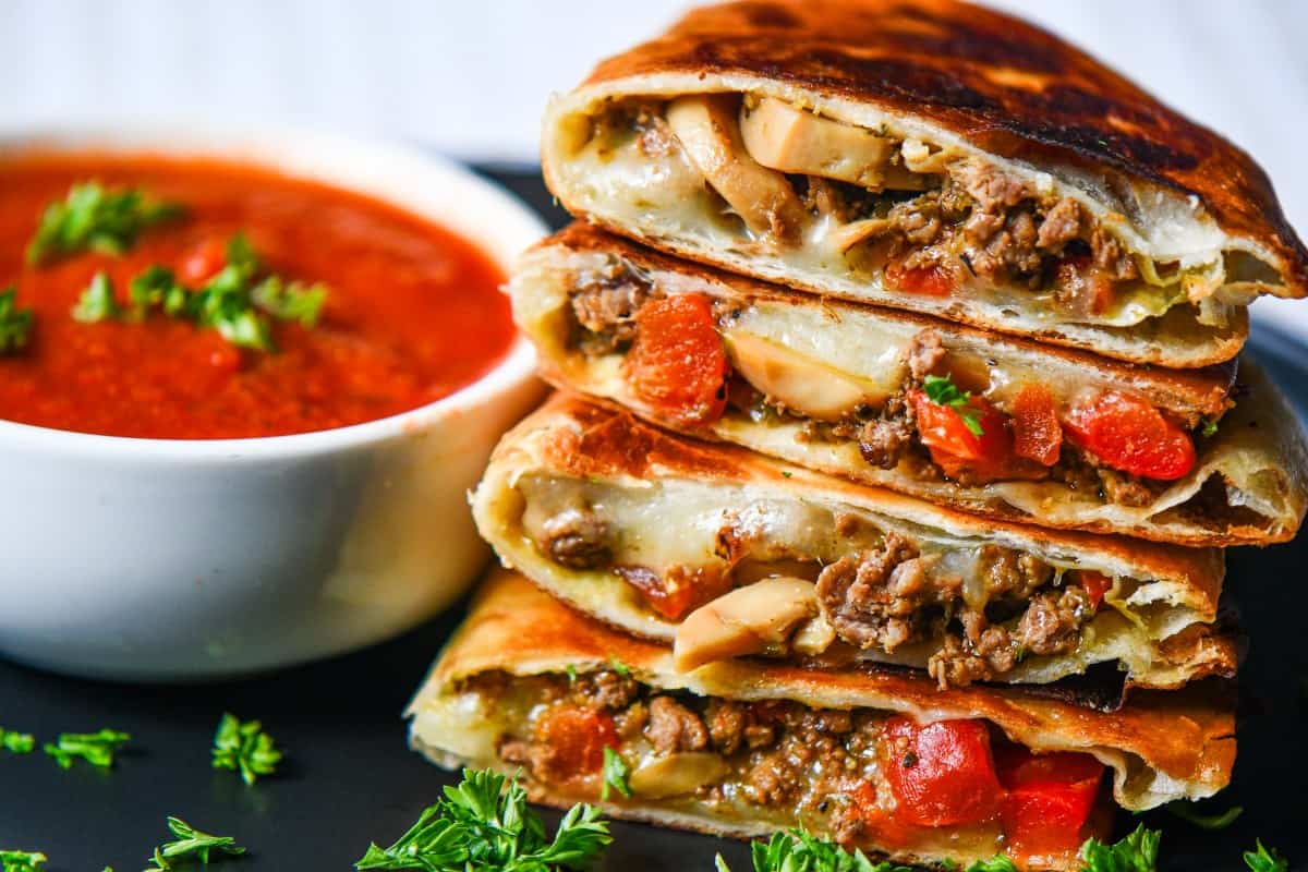 Italian Quesadillas with Pizza Sauce for Dipping