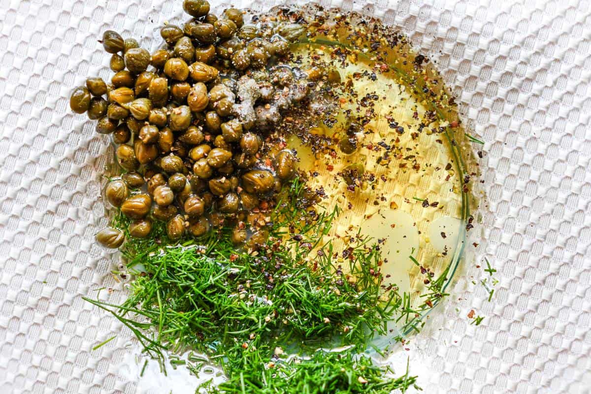 Capers Dill Olive Oil for Smoked Salmon Salad