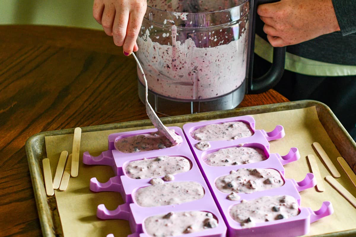 Juneberry Greek Yogurt Popsicles in Mold