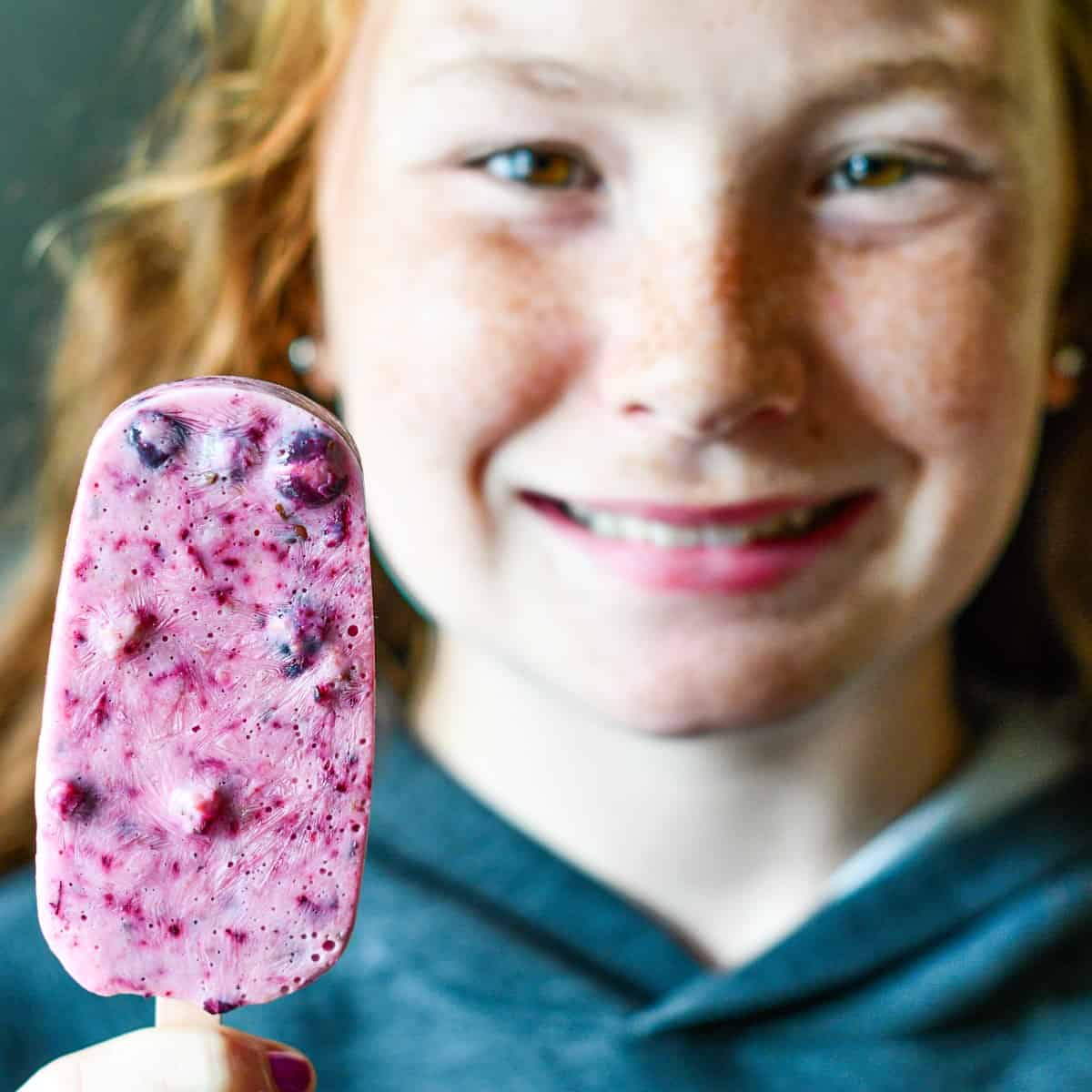 Juneberry Greek Yogurt Popsicle