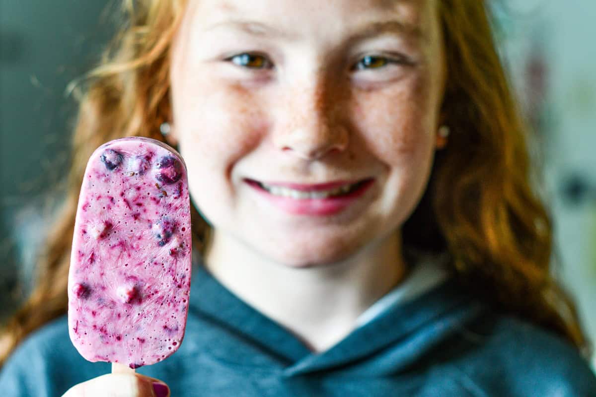 Juneberry Greek Yogurt Popsicle