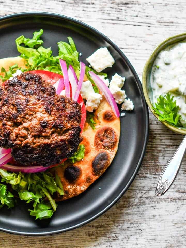Naan Burger with Cucumber Raita by Jeff Benda