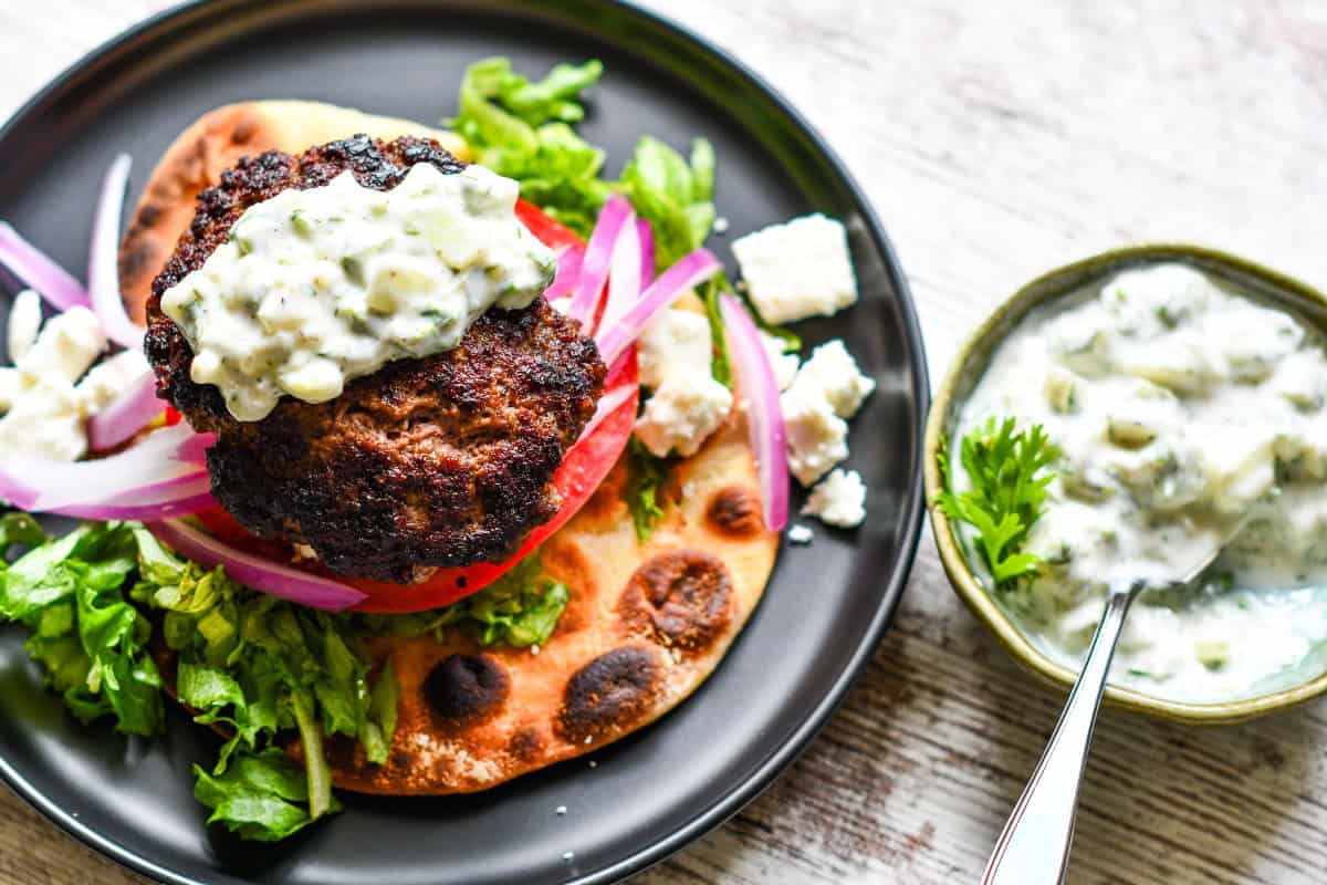Naan Burgers with Cucumber Raita