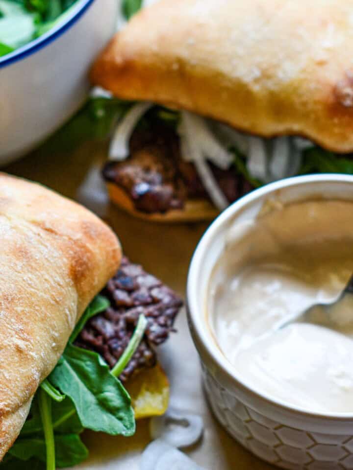 Venison Cube Steak Sandwiches with Blue Cheese Mayo