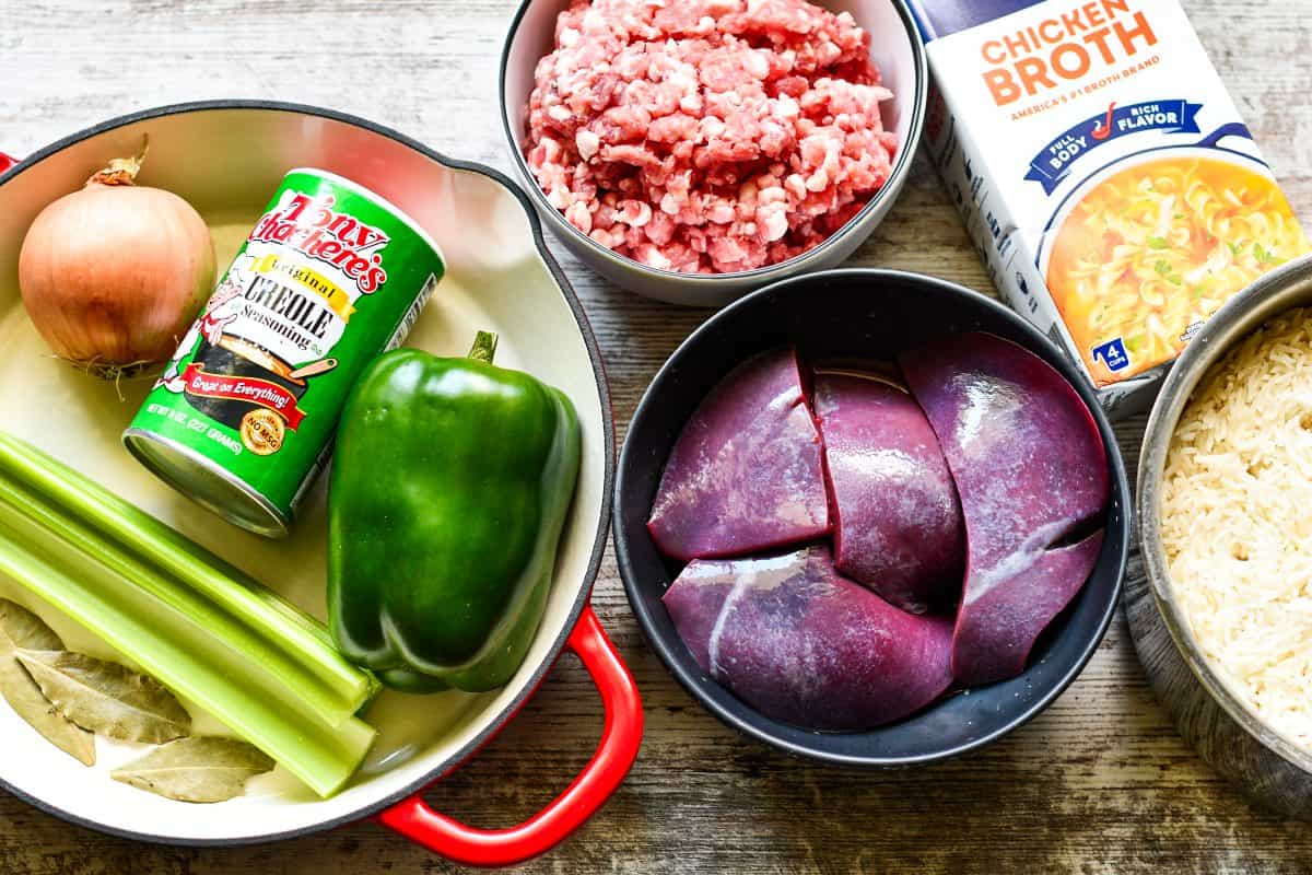 Deer Liver Dirty Rice Ingredients