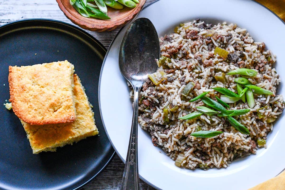 Deer Liver Dirty Rice with Cornbread by Jeff Benda