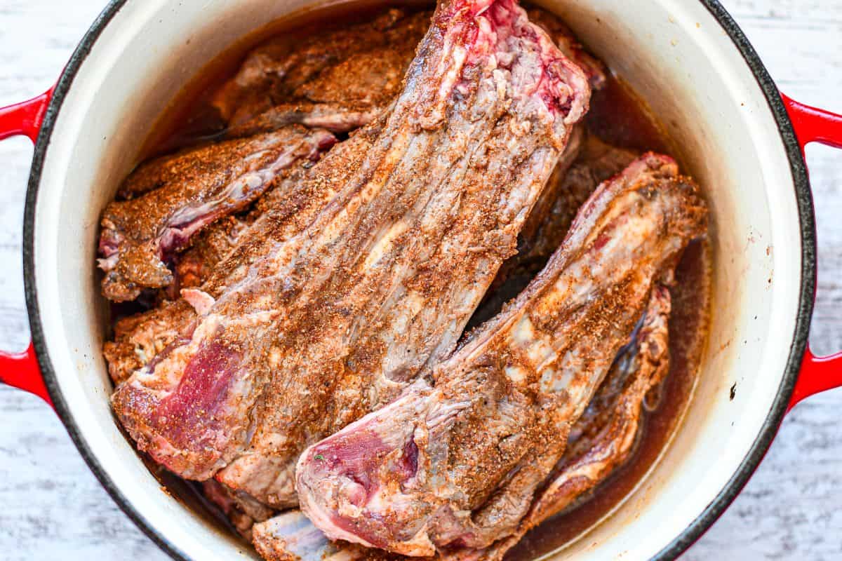 Deer Ribs in Dutch Oven