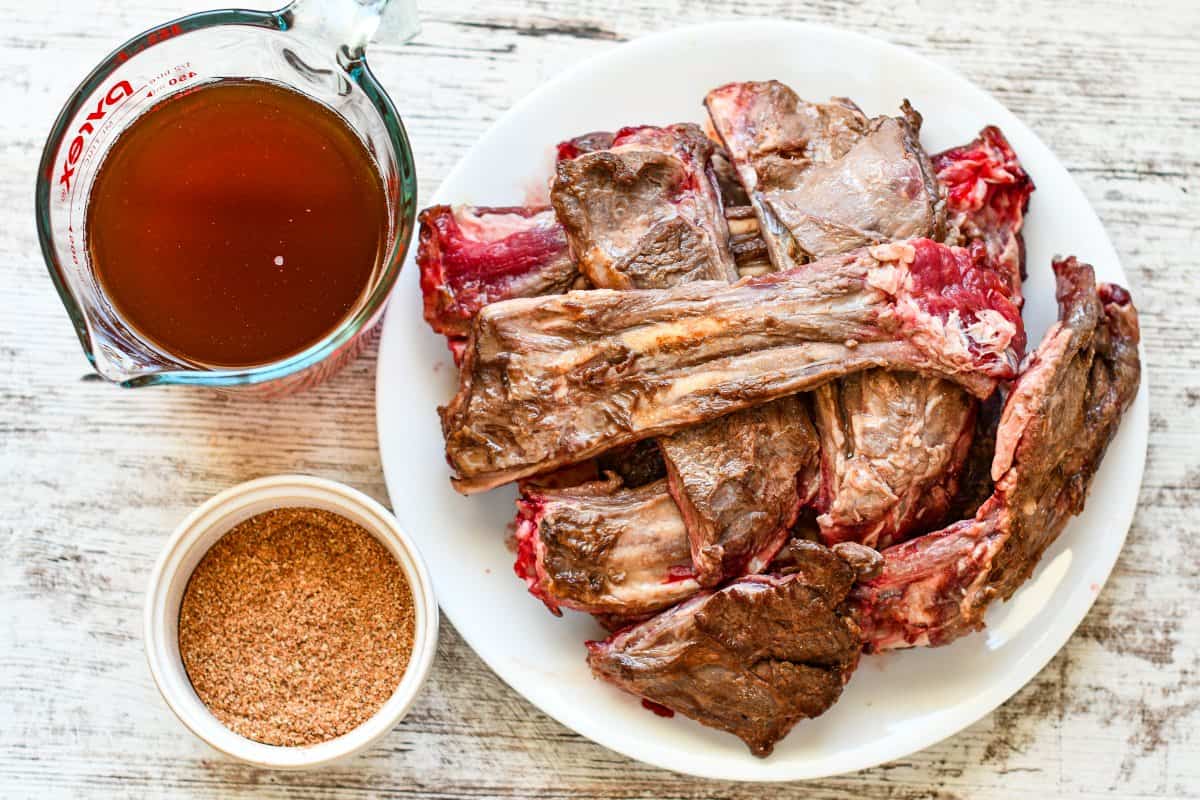 Deer Ribs with Rub and Venison Broth