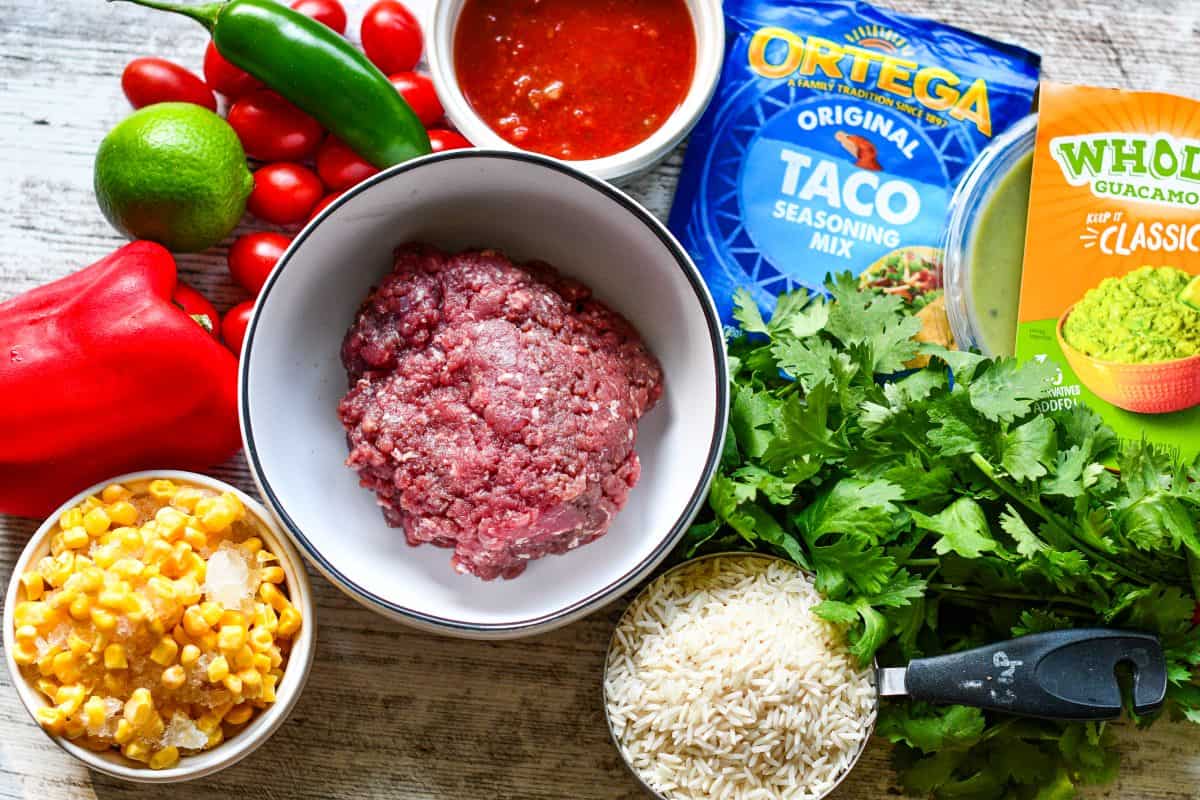 Venison Burrito Rice Bowl Ingredients